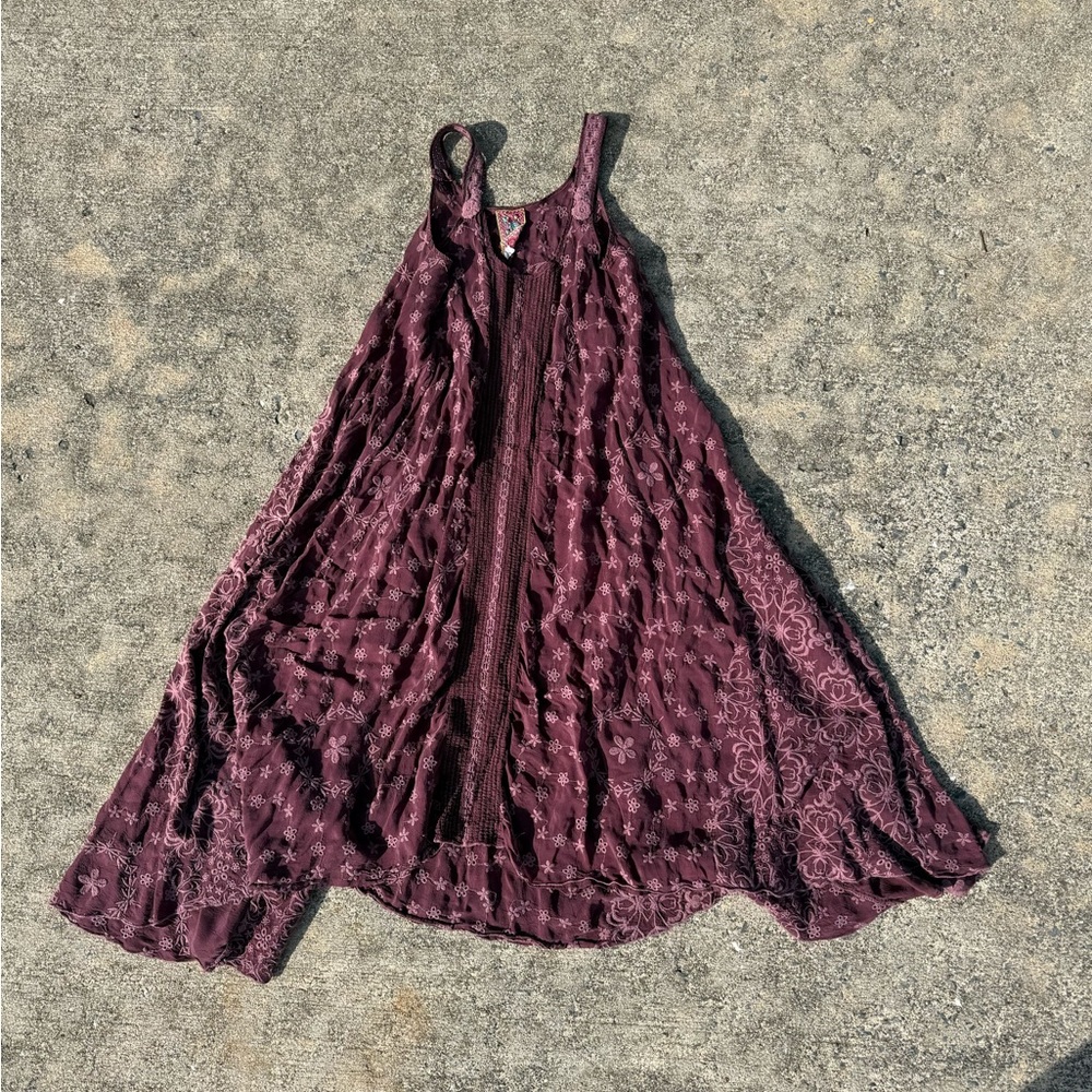 Johnny Was Plum Embroidered Top
